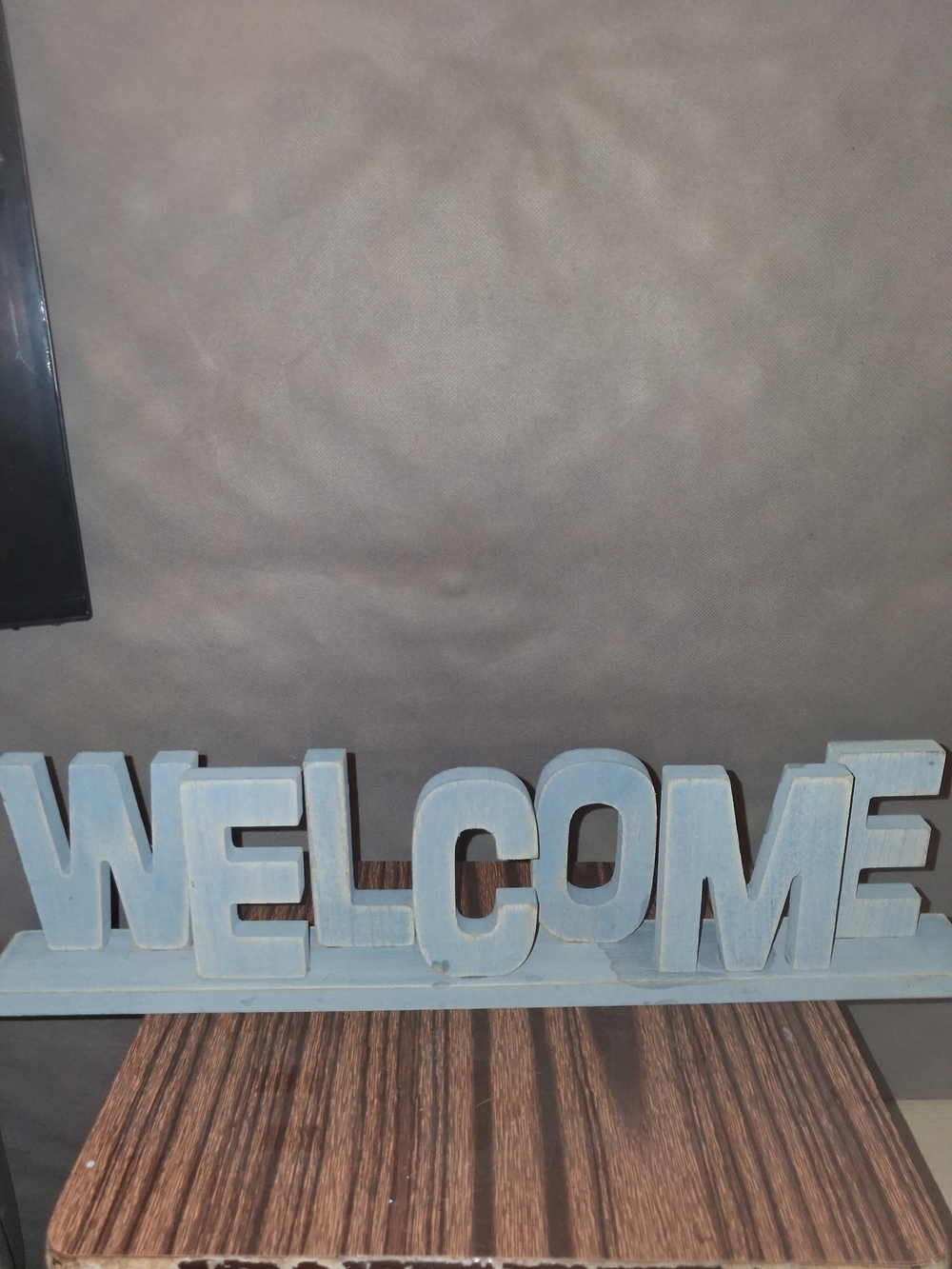 Welcome Wooden Tabletop Sign in Light Blue - Home Accents
